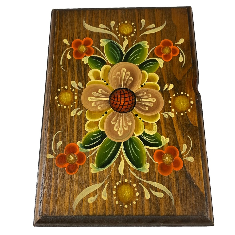 Vintage Boho Cottage-core Floral Hand-painted Wooden Americana Wall Art Mandala